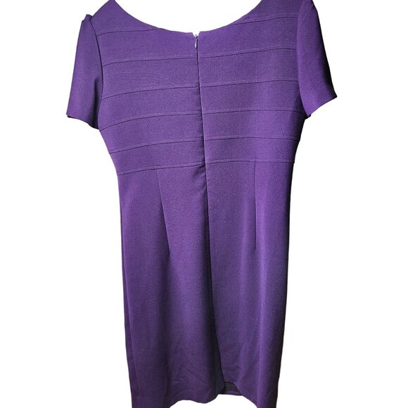 Tahari Arthur S. Levine Purple Sheath Dress Short Sleeves Size 10 - Picture 4 of 4